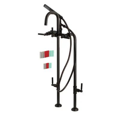 Kingston Brass Aqua Vintage CCK8405DKL Concord Freestanding Two Handle Tub Faucet with Supply Line, Stop Valve and Handle, Oil Rubbed Bronze Genuine