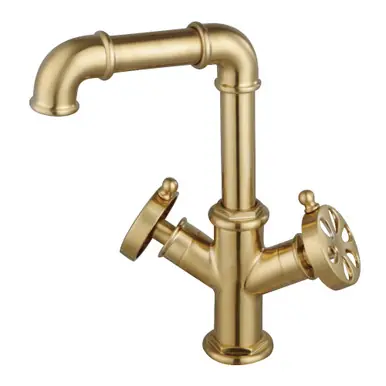 Kingston Brass Belknap Two-Handle Single-Hole Bathroom Faucet with Push Pop-Up Drain, Brushed Brass - LS6303RX Bargain