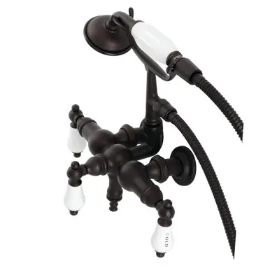 Special Discount Kingston Brass CA21T5 Vintage 3-3/8" Tub Wall Mount Clawfoot Tub Faucet with Hand Shower, Oil Rubbed Bronze