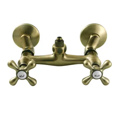 Seasonal Sale Kingston Brass CC2133 Vintage Wall Mount Tub Faucet Body with Riser Adapter, Antique Brass