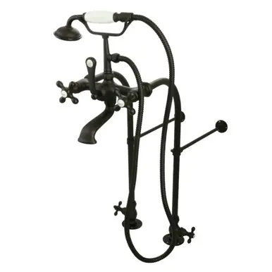 Holiday Sale Kingston Brass CC57T455MX Vintage Freestanding Two Handle Clawfoot Tub Faucet with Hand Shower and Supply Line, Oil Rubbed Bronze