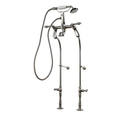 Kingston Brass CCK103T8 Vintage Freestanding Two Handle Clawfoot Tub Faucet Package with Supply Line, Stop Valve and Handle, Stop Valve and Handle, Brushed Nickel Today Only