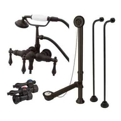 Limited Time Kingston Brass CCK19T5A Vintage Wall Mount Clawfoot Tub Faucet Package with Supply Line, Oil Rubbed Bronze