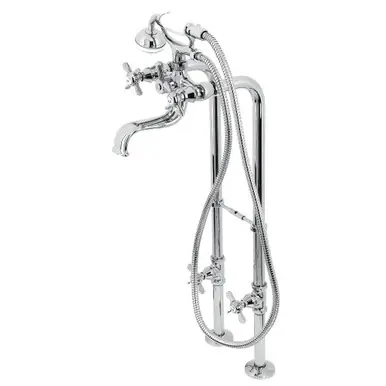 Kingston Brass CCK246K1 Essex Freestanding Clawfoot Two Handle Tub Faucet Package with Supply Line, Stop Valve and Handle, Polished Chrome Best Choice