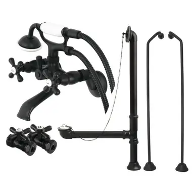 Mega Sale Kingston Brass CCK265MBD Vintage Wall Mount Clawfoot Tub Faucet Package with Hand Shower, Matte Black