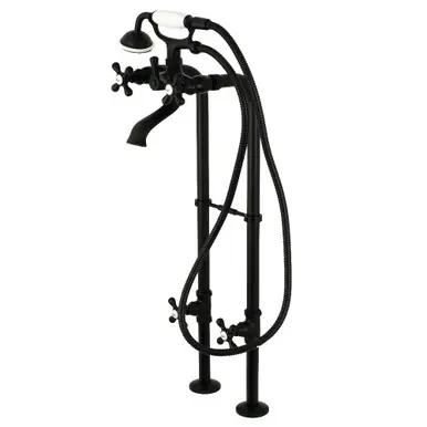Limited Edition Kingston Brass CCK266K0 Kingston Freestanding Two Handle Tub Faucet with Supply Line, Stop Valve and Handle, Matte Black