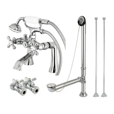 Kingston Brass CCK268C Vintage Deck Mount Clawfoot Tub Faucet Package with Hand Shower, Polished Chrome Big Sale
