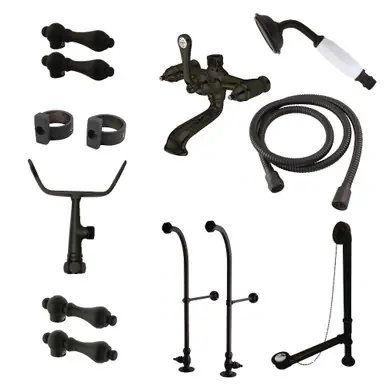Limited Offer Kingston Brass CCK5175AL Vintage Freestanding Two Handle Clawfoot Tub Faucet Package With Supply Line, Oil Rubbed Bronze