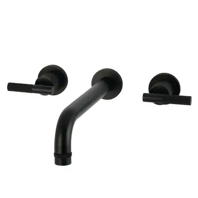 Kingston Brass Convergent Two-Handle Wall Mount Roman Tub Faucet with Knurled Handle, Matte Black - KS8020KNL Save Now