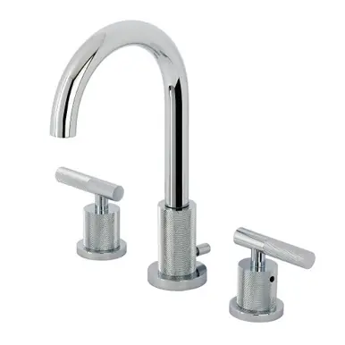 Hassle-Free Returns Kingston Brass Convergent Widespread Bathroom Faucet with Knurled Handle and Brass Pop-Up Drain, Polished Chrome - FSC8921KNL