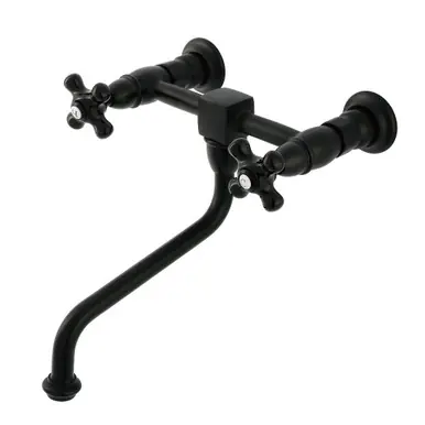 Buy Online Kingston Brass Duchess Two Handle Wall Mount Bathroom Faucet, Matte Black - KS1210PKX