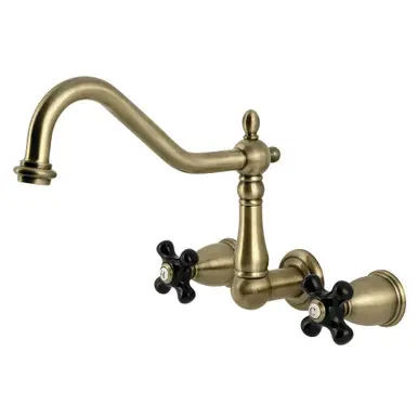 Kingston Brass Duchess Two Handle Wall Mount Kithen Faucet, Antique Brass - KS1283PKX While Supplies Last