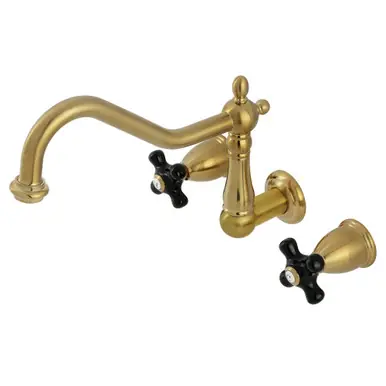Sale Kingston Brass Duchess Two Handle Wall Mount Roman Tub Faucet, Brushed Brass - KS1027PKX
