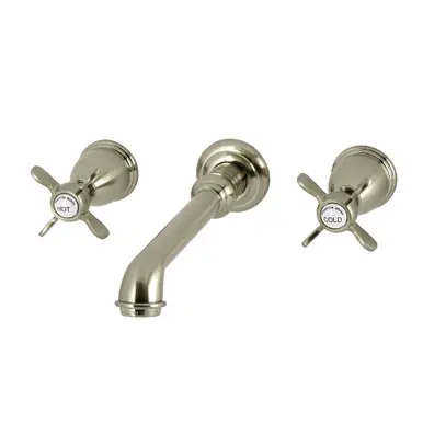 Certified Kingston Brass Essex Double-Handle Wall Mount Bathroom Faucet, Brushed Nickel - KS7128BEX