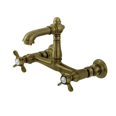 Kingston Brass Essex Two Handle Wall Mount Bathroom Faucet, Antique Brass - KS7253BEX Get Yours