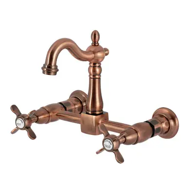 Kingston Brass Essex Two-Handle Wall Mount Bridge Kitchen Faucet, Antique Copper - KS244BEXAC Warranty Included