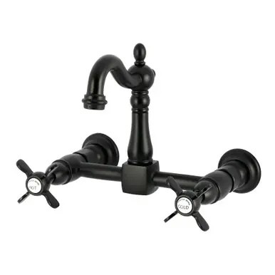 Kingston Brass Essex Two-Handle Wall Mount Bridge Kitchen Faucet, Matte Black - KS2440BEX Big Sale
