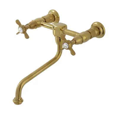 Kingston Brass Essex Wall Mount Bathroom Faucet, Brushed Brass - KS1217BEX Buy Today
