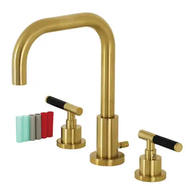 Price Drop Kingston Brass Fauceture FSC8933CKL Kaiser Widespread Two Handle Bathroom Faucet with Brass Pop-Up, Brushed Brass