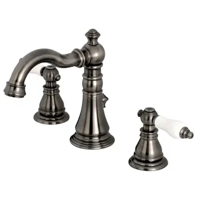 Kingston Brass Fauceture FSC1974APL American Patriot Widespread Two Handle Bathroom Faucet, Black Stainless While Supplies Last