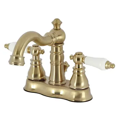 Kingston Brass Fauceture FSC1603APL American Patriot 4 in. Centerset Bathroom Faucet with Brass Pop-Up, - Brushed Brass Free Shipping