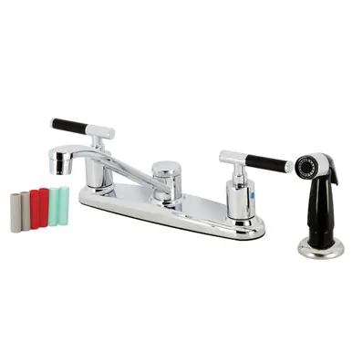 Budget Kingston Brass FB112CKL Kaiser 8-Inch Centerset Kitchen Faucet with Sprayer, - Polished Chrome