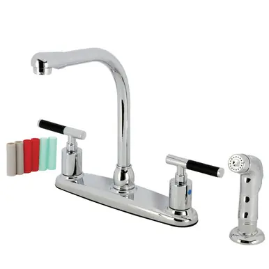 In Demand Kingston Brass FB751CKLSP Kaiser 8-Inch Centerset Kitchen Faucet with Sprayer, - Polished Chrome