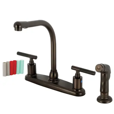 Order Now Kingston Brass FB755CKLSP Kaiser 8-Inch Centerset Kitchen Faucet with Sprayer, - Oil Rubbed Bronze
