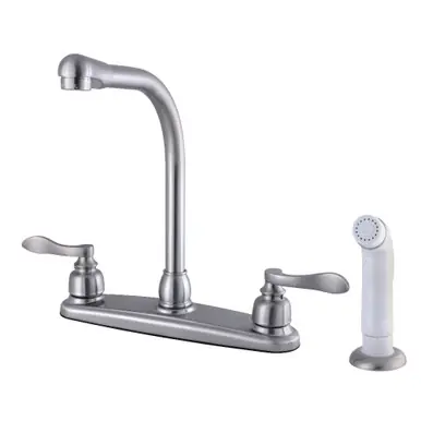 Certified Kingston Brass FB758NFLSP NuWave French 8-Inch Centerset Kitchen Faucet with Sprayer, Brushed Nickel