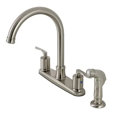 Luxury Kingston Brass FB7798SVLSP Serena Centerset Kitchen Faucet with Plastic Sprayer, Brushed Nickel