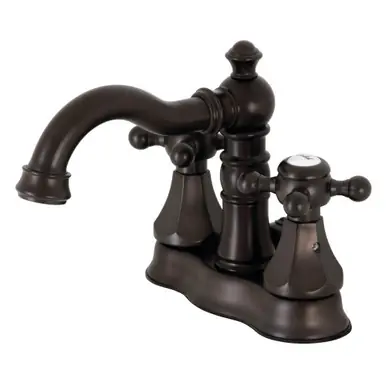 Shop Now Kingston Brass FSC1605BX Metropolitan 4 in. Centerset Bathroom Faucet with Brass Pop-Up, Oil Rubbed Bronze