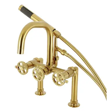 Best Seller Kingston Brass Fuller 7-Inch Deck Mount Clawfoot Tub Faucet, Brushed Brass - AE8407CG