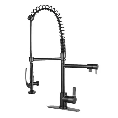 Kingston Brass Gourmetier Continental Single Handle Spring Spout Pre-Rinse Pull Down Kitchen Faucet, Matte Black - LS8500CTL Hot Deal