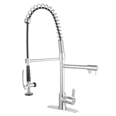 Kingston Brass Gourmetier Continental Single Handle Spring Spout Pre-Rinse Pull Down Kitchen Faucet, Polished Chrome Free Returns