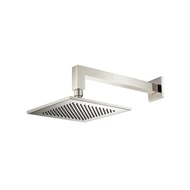 Editor’s Pick Flusso HS1001WPN 8" Solid Brass Showerhead / Rainhead With 12" Wall Mount Shower Arm - Polished Nickel