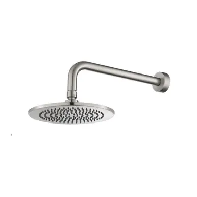 Clearance Flusso HS1002WBN 8" Solid Brass Showerhead / Rainhead With 12" Wall Mount Shower Arm - Brushed Nickel