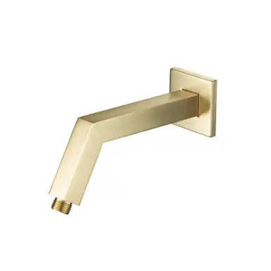 Fast Shipping Flusso HS1020SB Square Shower Arm With Flange - 7" - With Flange - Satin Brass