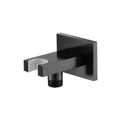 Budget Flusso HS8006MB Wall Elbow With Holder Combo - Matte Black