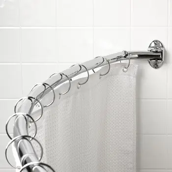 Shop Now Hardware Resources SR02-SN-R Curved Shower Rod Fits 60 Inch - 72 Inch Openings - Satin Nickel