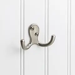 Hardware Resources YD15-187SN 1-7/8" Double Zinc Wall Mount Coat and Hat Hook - Screws Included - Satin Nickel Warranty Included