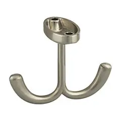 Trending Hardware Resources YD20-156SN 1-9/16" Double Zinc Ceiling Mount Coat and Hat Hook - Screws Included - Satin Nickel