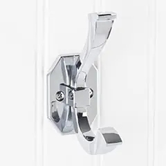 Shop Now Hardware Resources YD45-431PC 4-5/16" Double Zinc Wall Mount Decorative Coat and Hat Hook - Screws Included - Polished Chrome