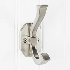 Hardware Resources YD45-431SN 4-5/16" Double Zinc Wall Mount Decorative Coat and Hat Hook - Screws Included - Satin Nickel Warranty Included