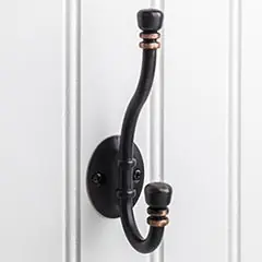 Hardware Resources YD50-518DBAC 5-3/16" Double Zinc Wall Mount Decorative Coat and Hat Hook - Screws Included - Brushed Oil Rubbed Bronze Big Sale