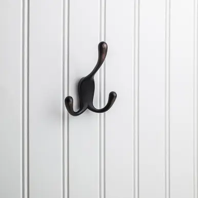 Wholesale Hardware Resources YT40C-400DBAC 4" Triple Zinc Concealed Mount Decorative Coat and Hat Hook - Screws Included - Brushed Oil Rubbed Bronze