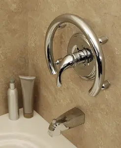 HealthCraft Invisia INV-ACR-CP Shower Accent Ring With Integrated Support Rail Grab Bar - Polished Chrome Free Shipping