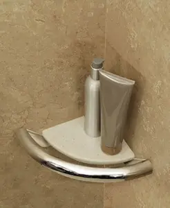 Super Sale HealthCraft Invisia INV-CS-ORB Bathroom Corner Shelf with Integrated Support Rail Grab Bar - Oil Rubbed Bronze