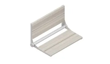 Secure Checkout Healthcraft Invisia™ SerenaSeat™ 26 Inch Wide Pro Stainless Folding Shower Seat, Light Stain - Matte White Frame