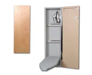 Weekend Sale Iron-A-Way Ironing Center - 42" Built In Ironing Board With Storage - Right Hinged Flat Maple Veneer Door - Non Electric - NE42WDU