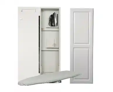 Price Drop Iron-A-Way Ironing Center - 42" Built-In Swiveling Ironing Board With Storage Cabinet - Left Hinged Raised White Door - ANE42RWU-L
